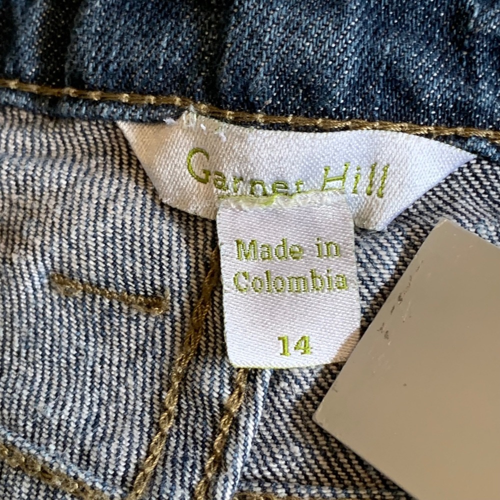 Garnet Hill Jeans Blue Denim Embroidered Dandelion Flower Women 14 Boho Festival - Picture 6 of 16